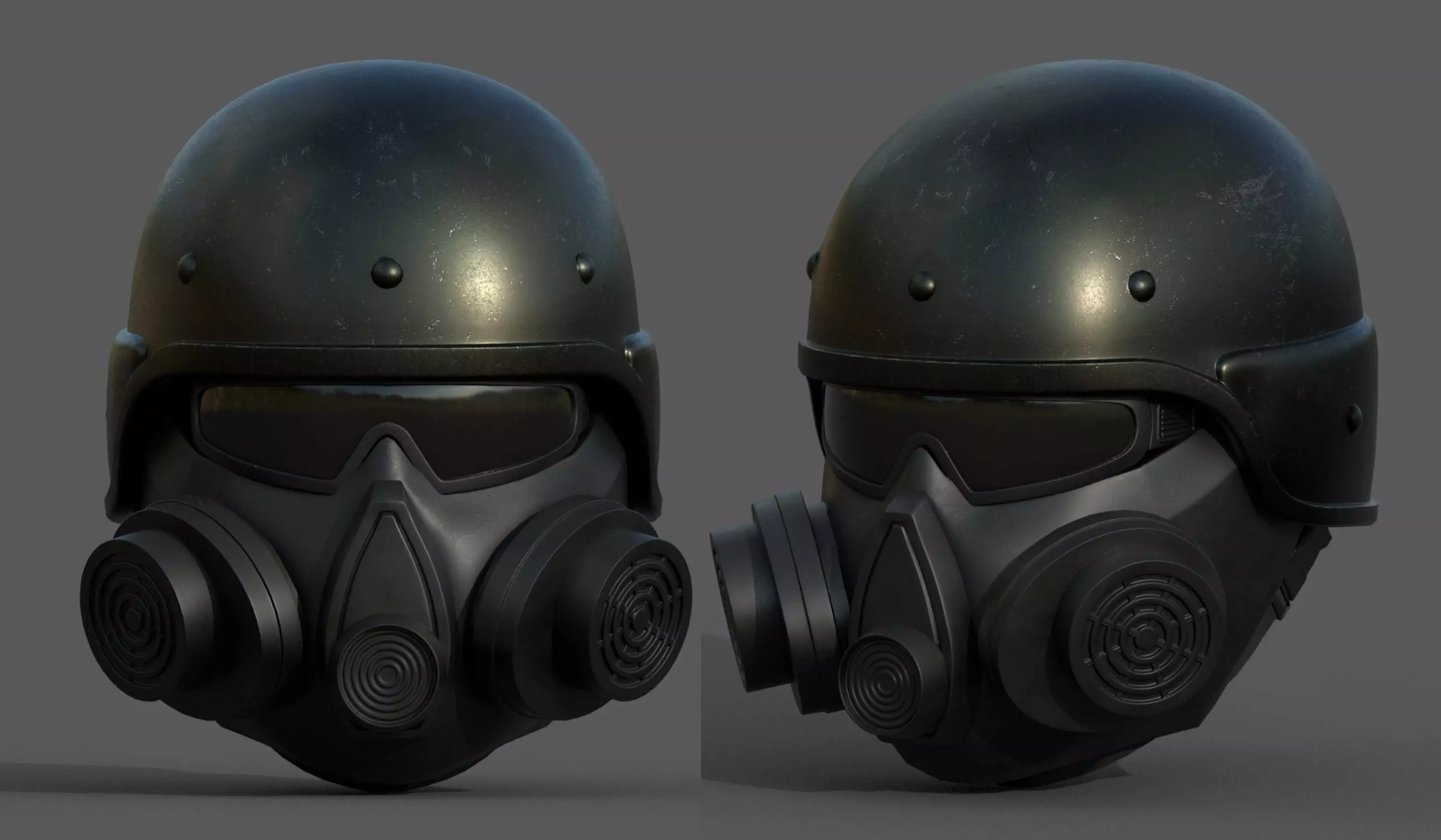 Helmet scifi military futuristic gas mask protection cyborg Low-poly 3D model_0