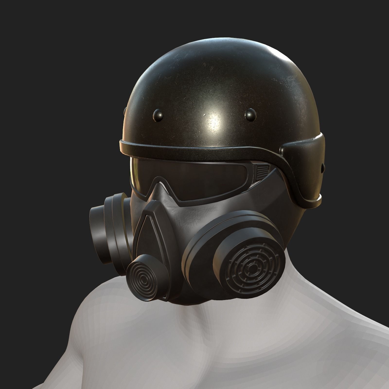 Helmet scifi military futuristic gas mask protection cyborg Low-poly 3D model_4