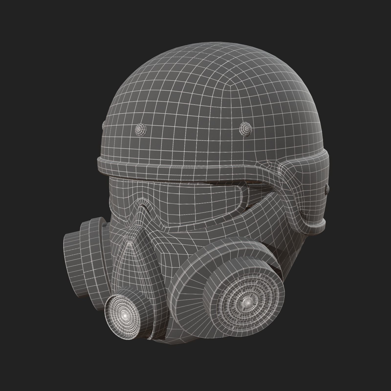 Helmet scifi military futuristic gas mask protection cyborg Low-poly 3D model_10