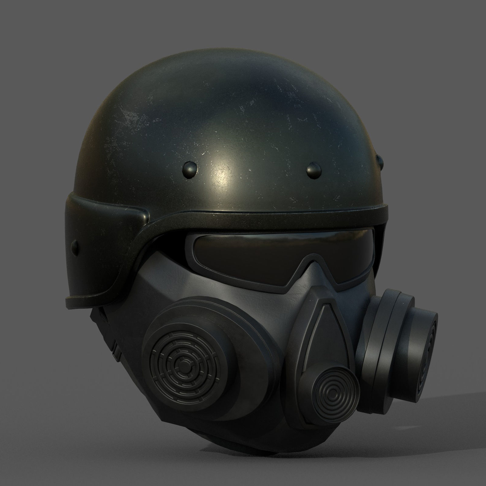 Helmet scifi military futuristic gas mask protection cyborg Low-poly 3D model_3