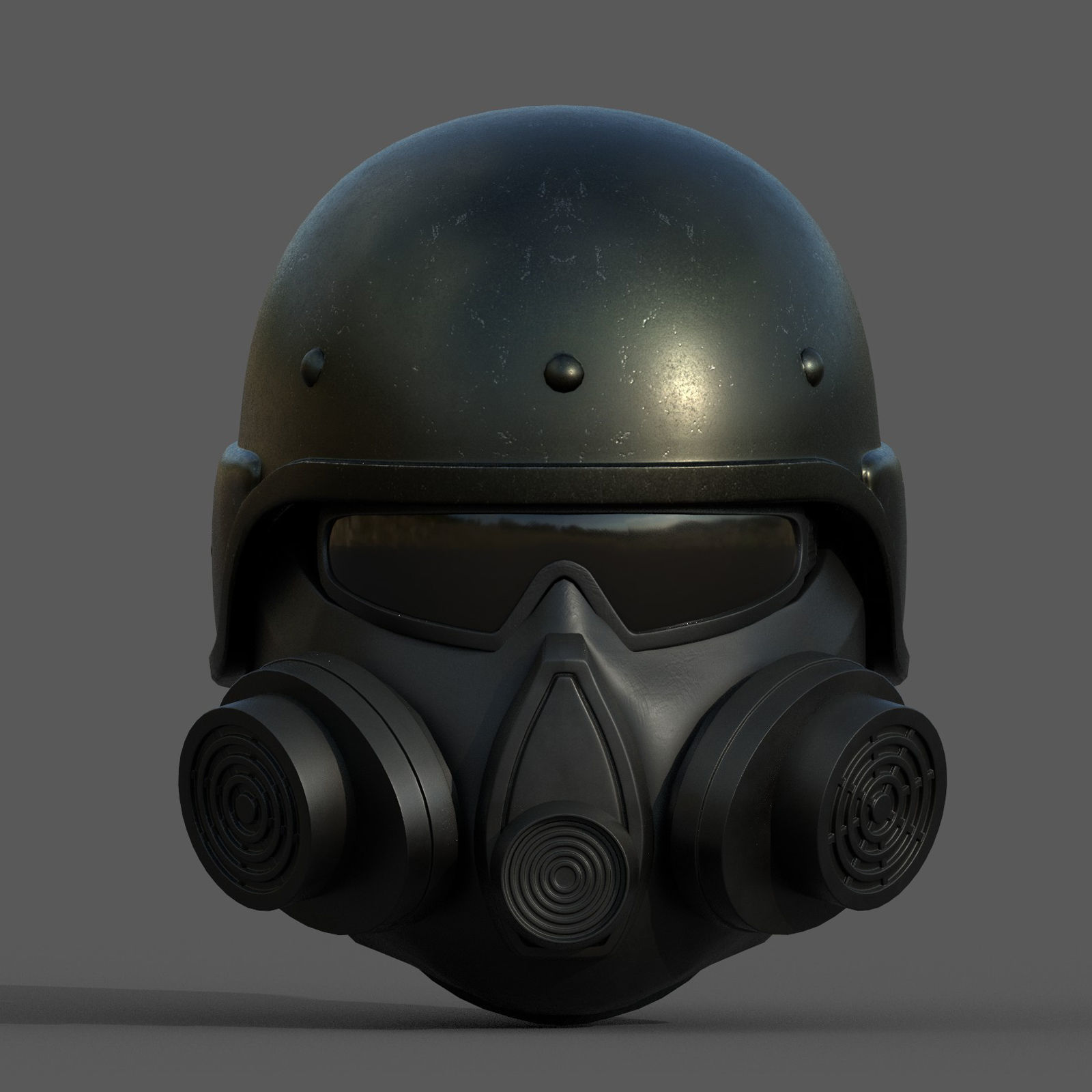 Helmet scifi military futuristic gas mask protection cyborg Low-poly 3D model_1