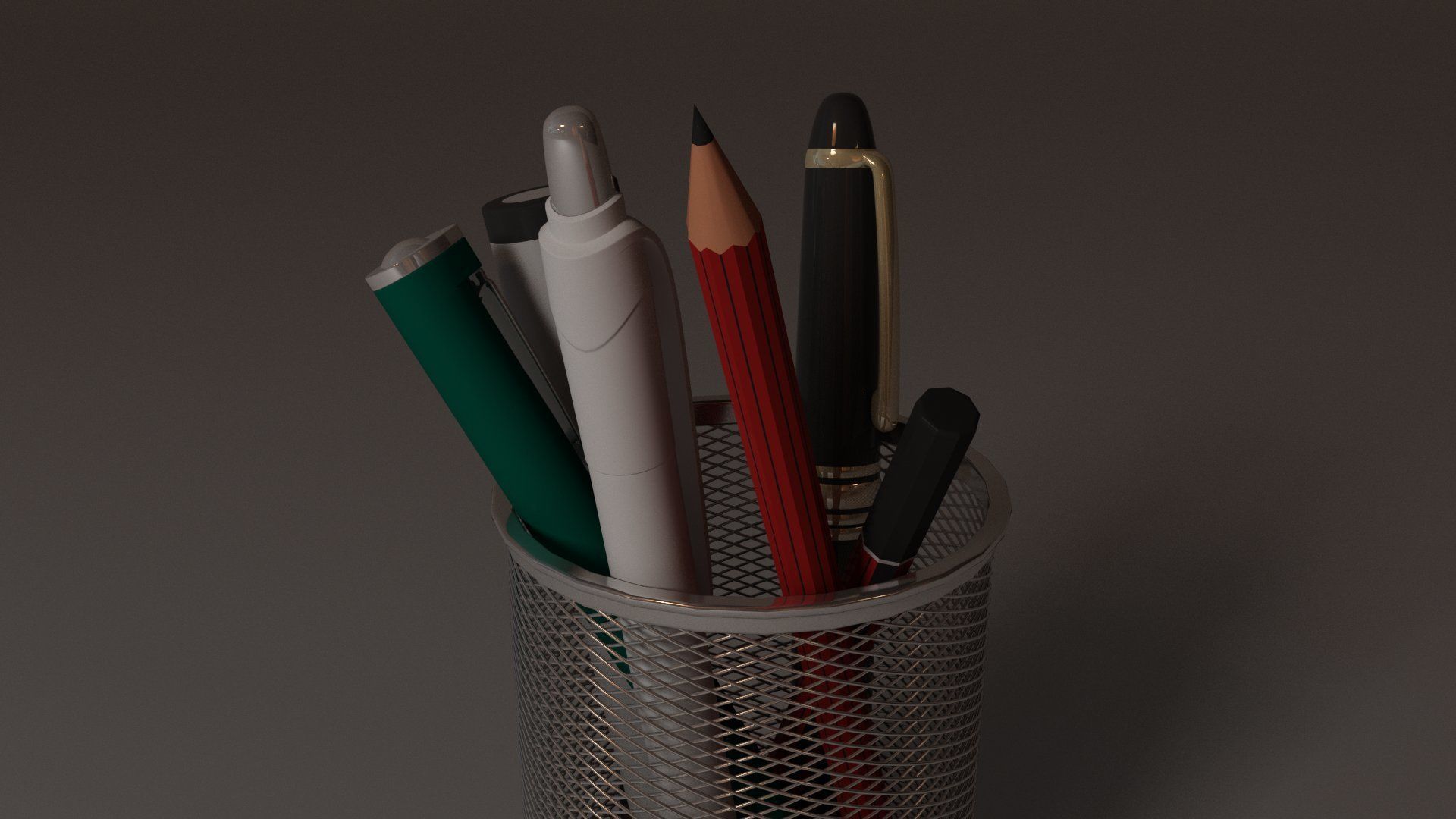 Study Table Lamp with Books and Pen Holder 3D model_87