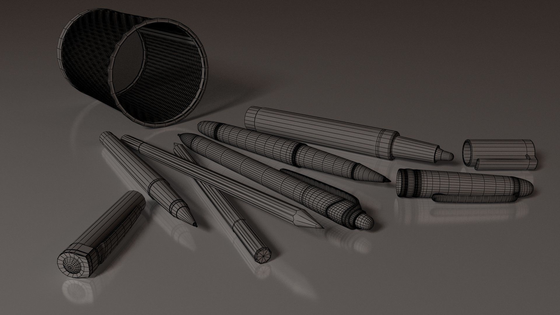 Study Table Lamp with Books and Pen Holder 3D model_74