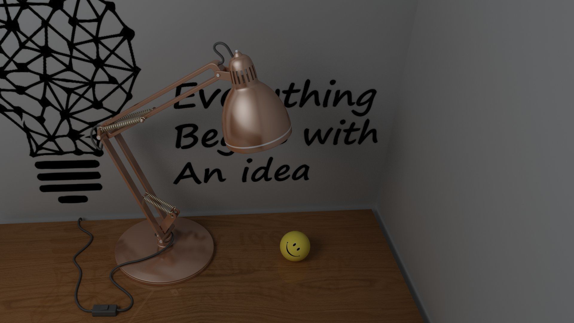 Study Table Lamp with Books and Pen Holder 3D model_36