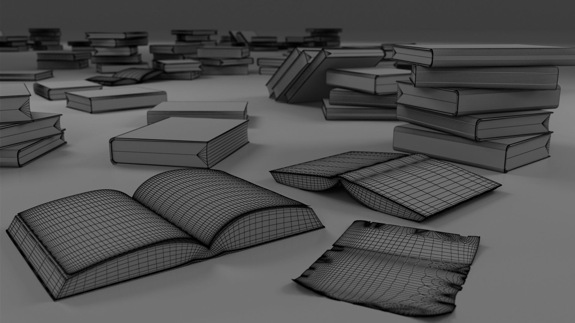 Study Table Lamp with Books and Pen Holder 3D model_43