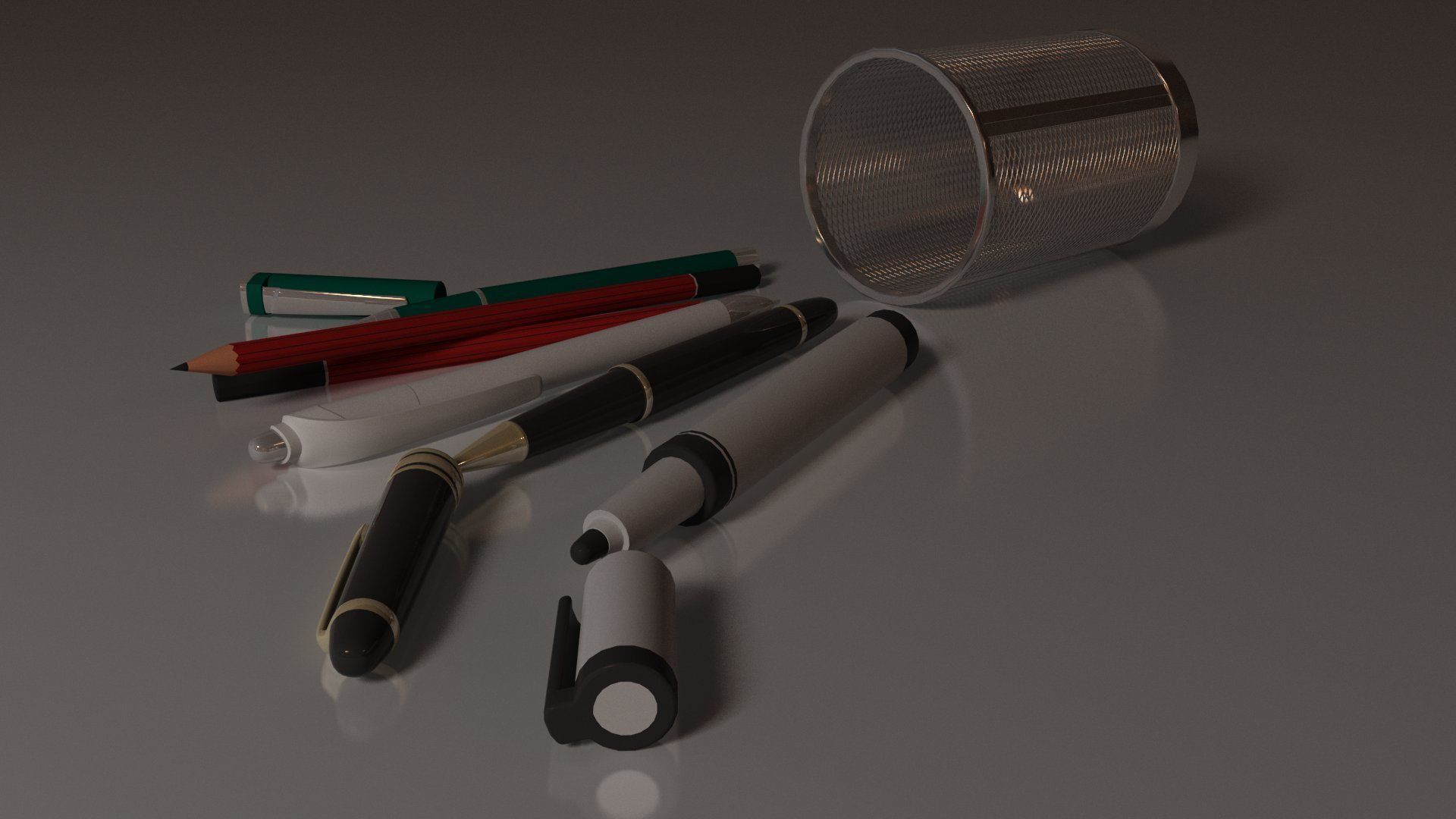 Study Table Lamp with Books and Pen Holder 3D model_78