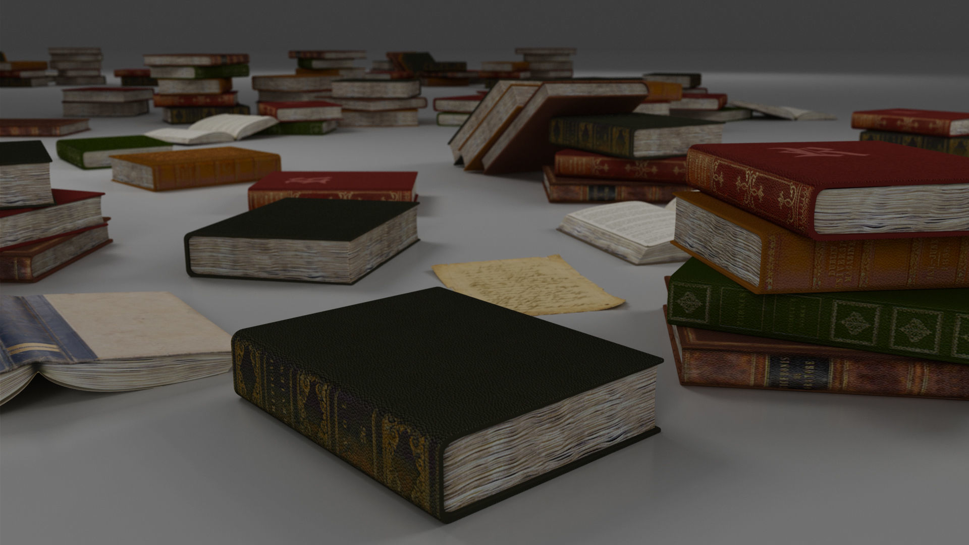 Study Table Lamp with Books and Pen Holder 3D model_60