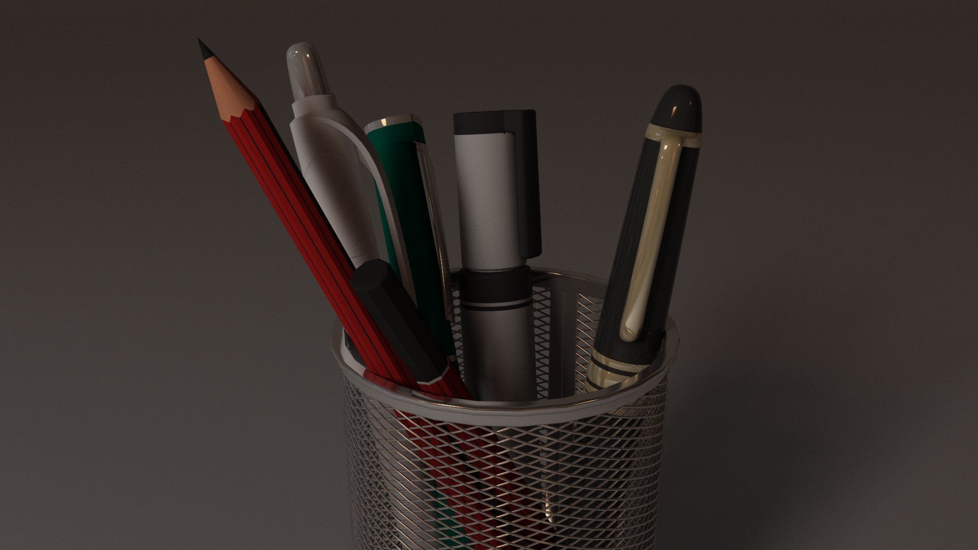 Study Table Lamp with Books and Pen Holder 3D model_88