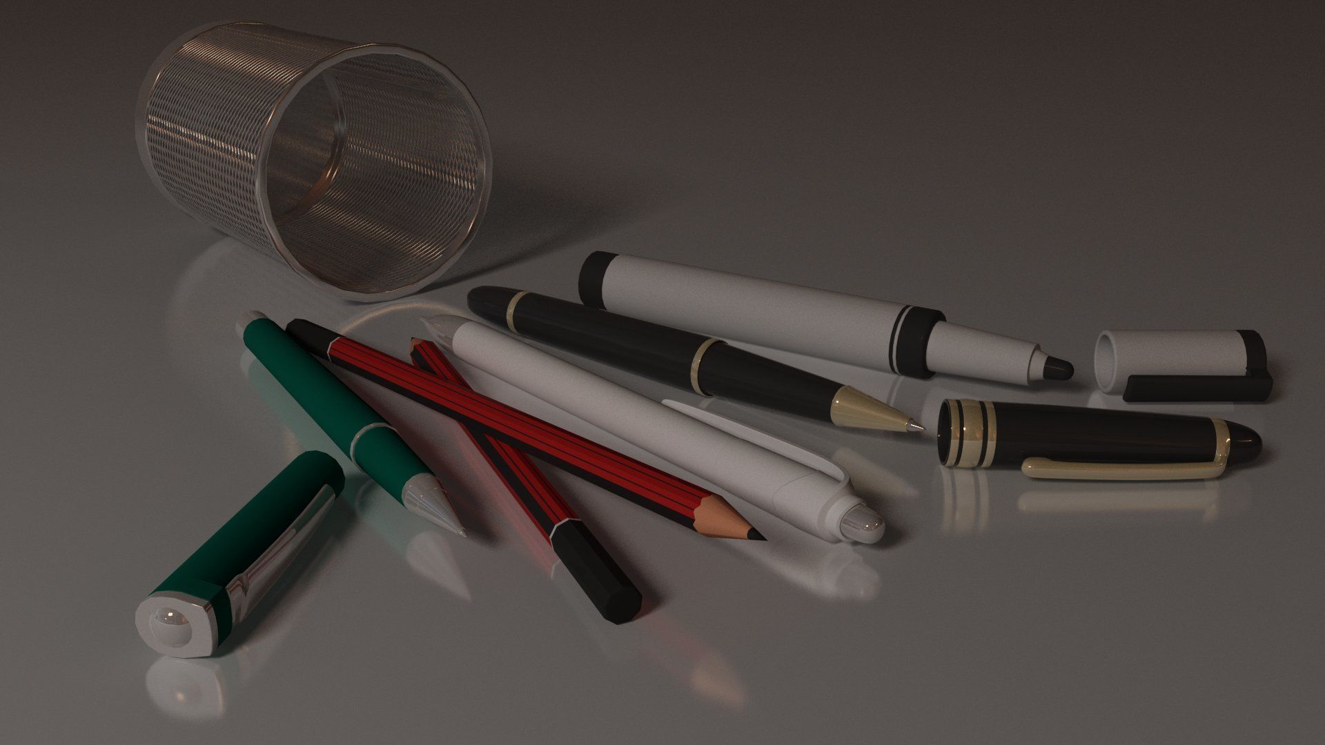 Study Table Lamp with Books and Pen Holder 3D model_75