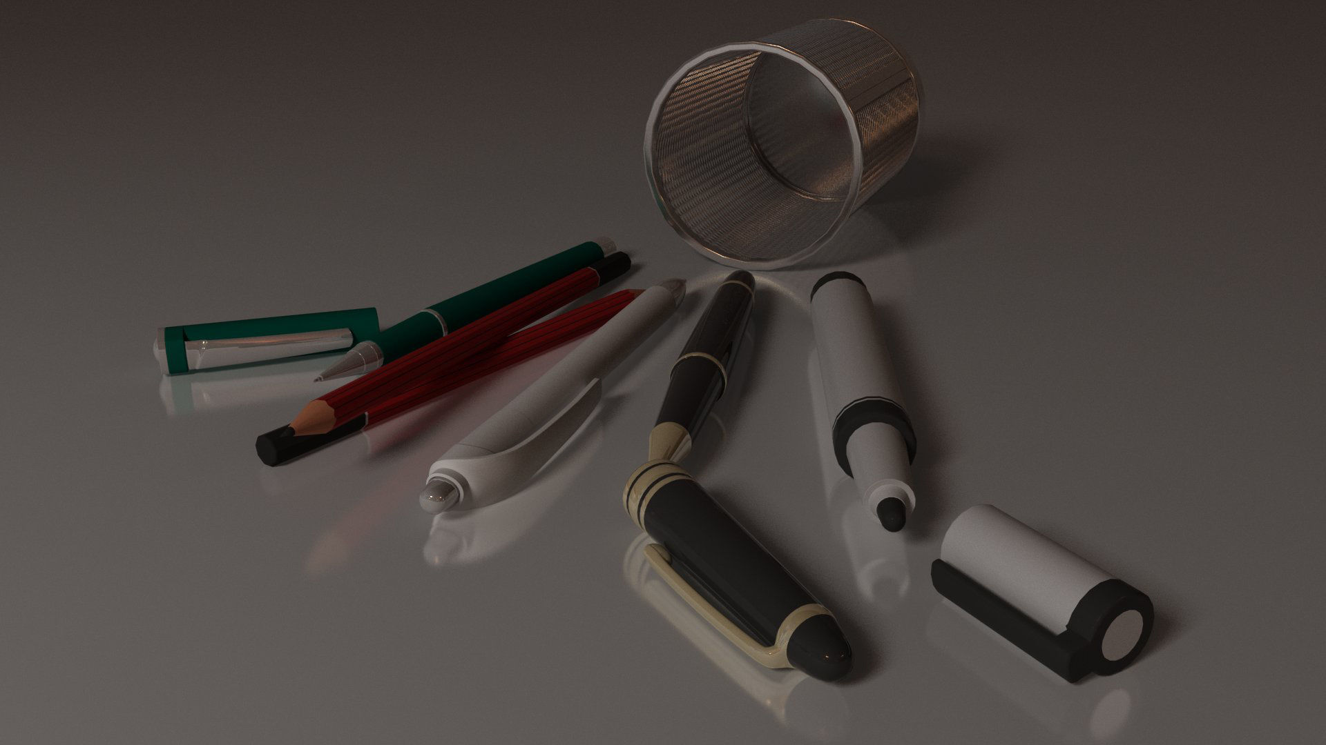 Study Table Lamp with Books and Pen Holder 3D model_77