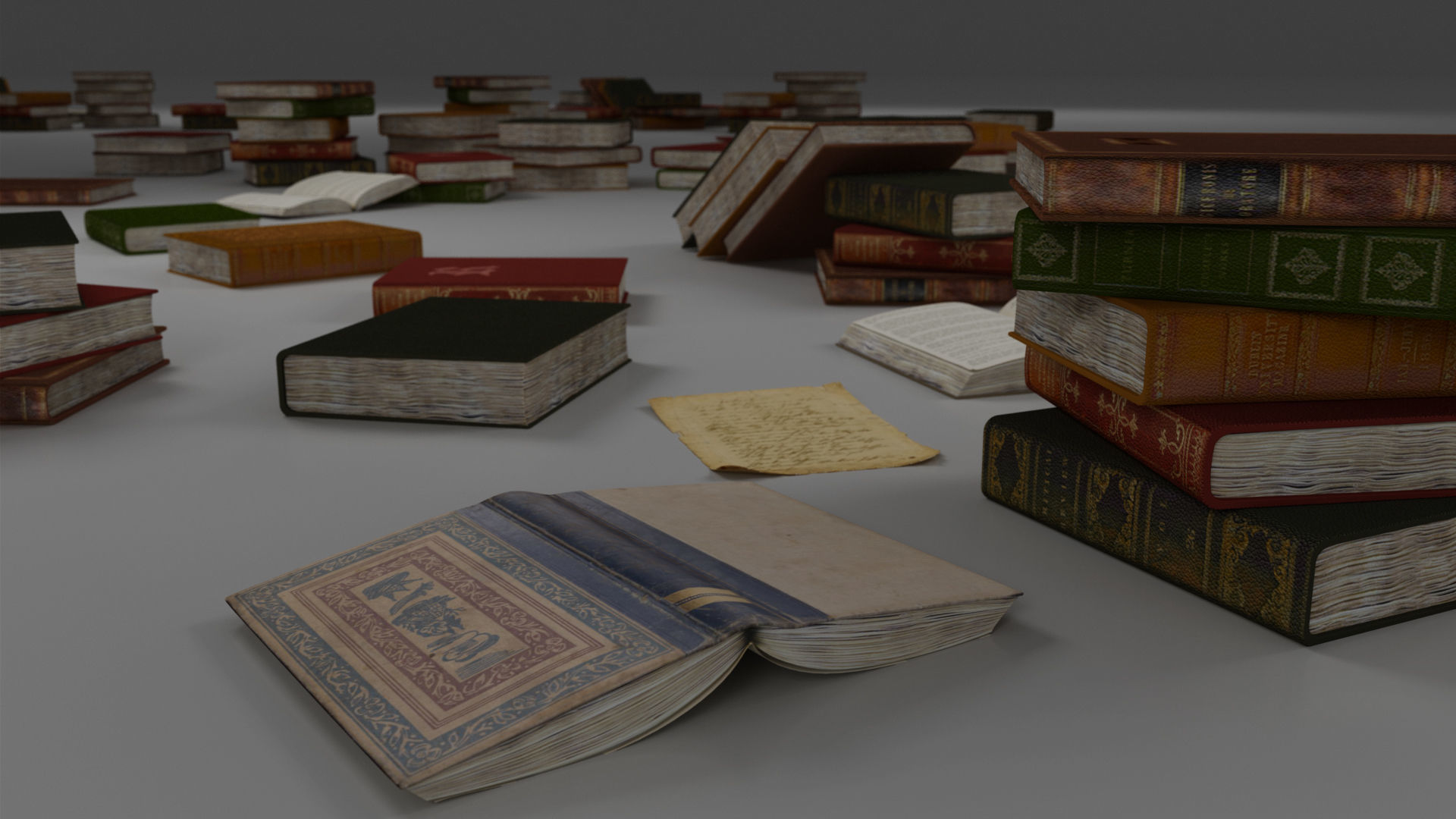 Study Table Lamp with Books and Pen Holder 3D model_48