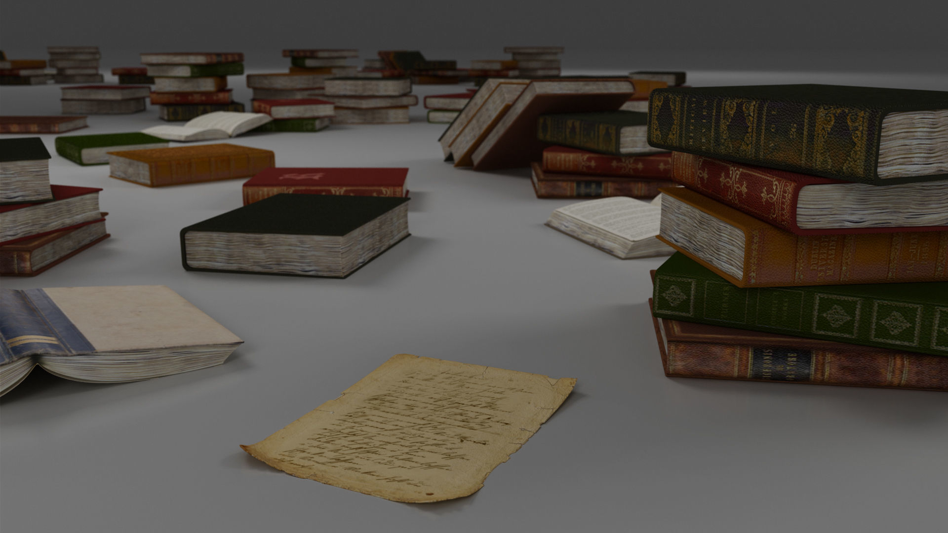 Study Table Lamp with Books and Pen Holder 3D model_62