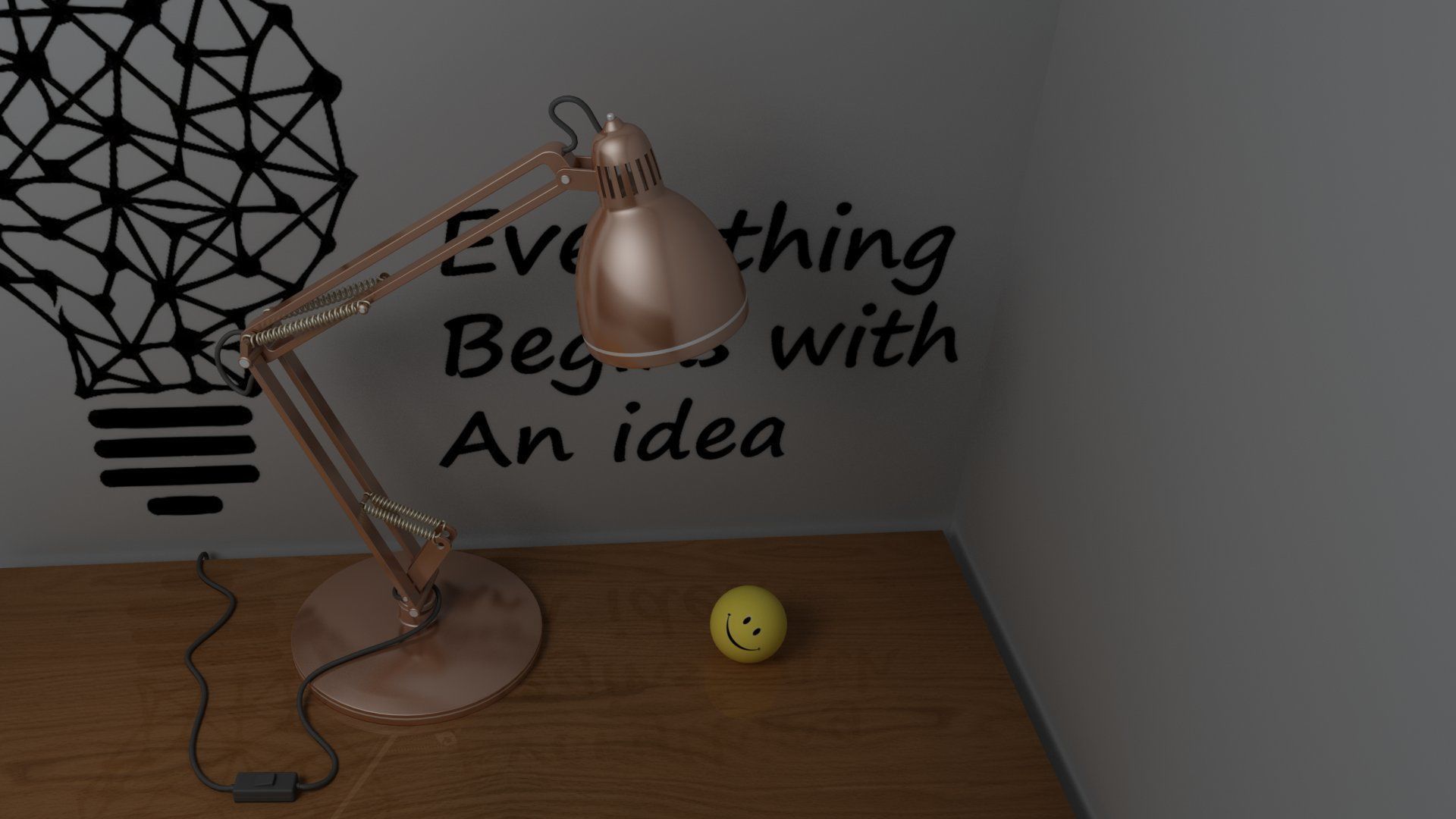 Study Table Lamp with Books and Pen Holder 3D model_37