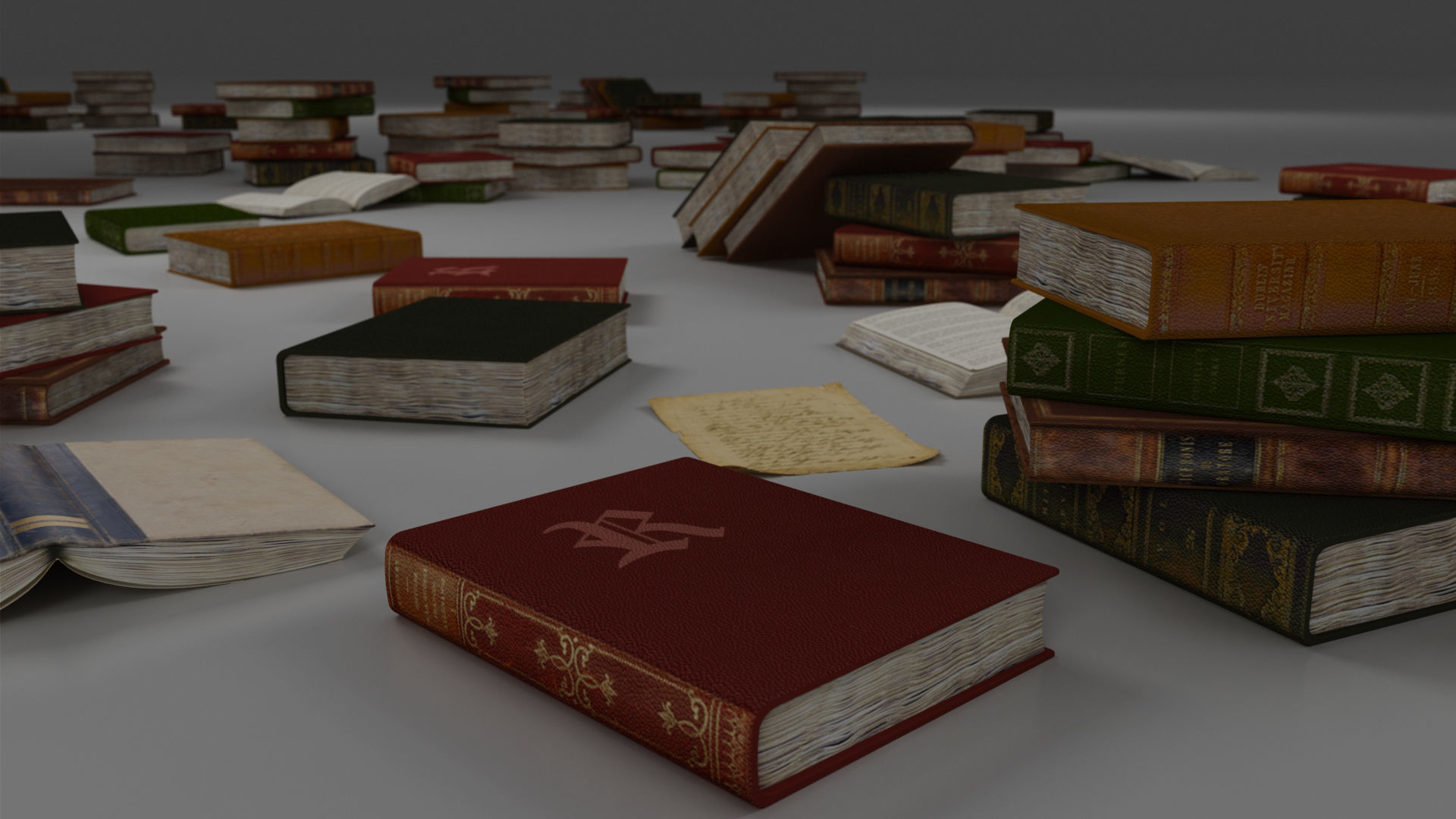 Study Table Lamp with Books and Pen Holder 3D model_58