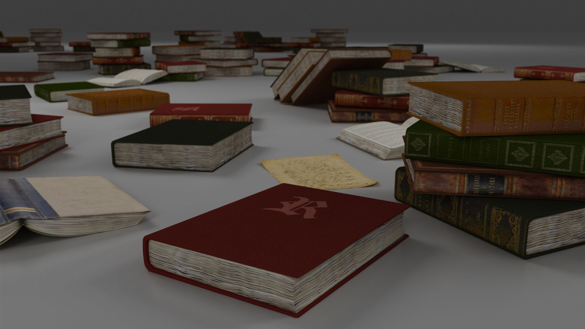 Study Table Lamp with Books and Pen Holder 3D model_59