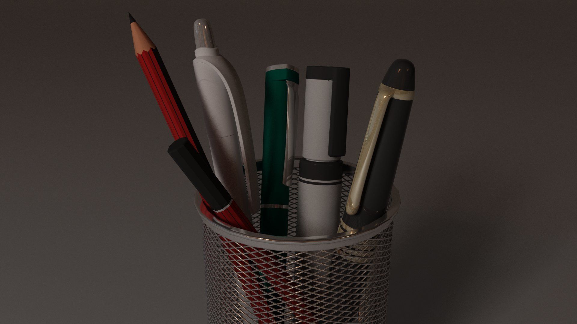 Study Table Lamp with Books and Pen Holder 3D model_83