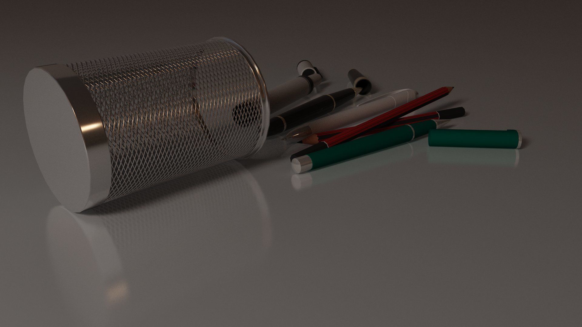 Study Table Lamp with Books and Pen Holder 3D model_80