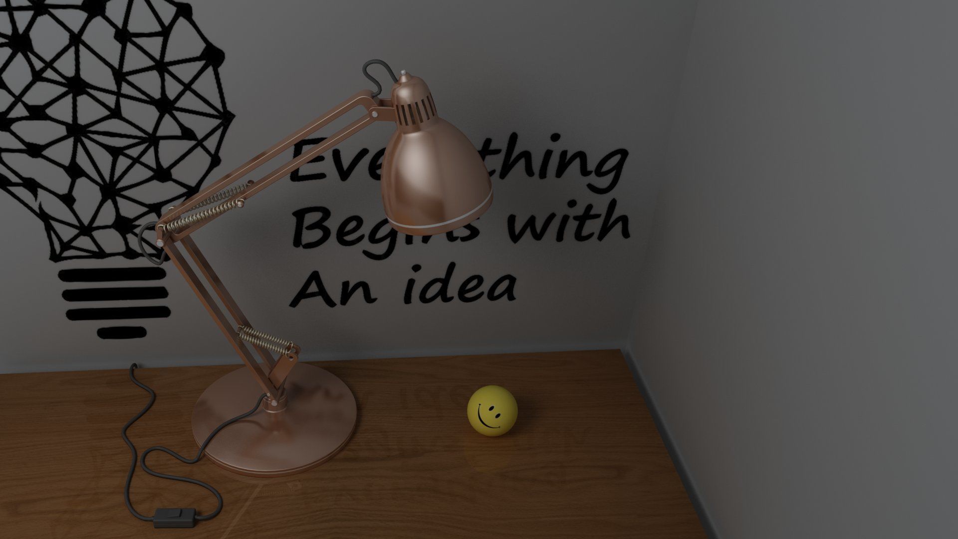 Study Table Lamp with Books and Pen Holder 3D model_26