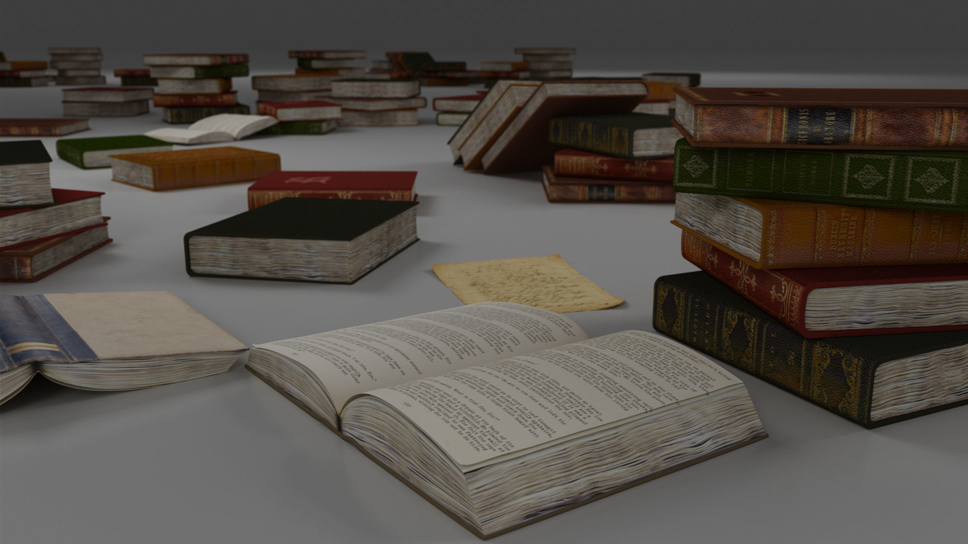 Study Table Lamp with Books and Pen Holder 3D model_51