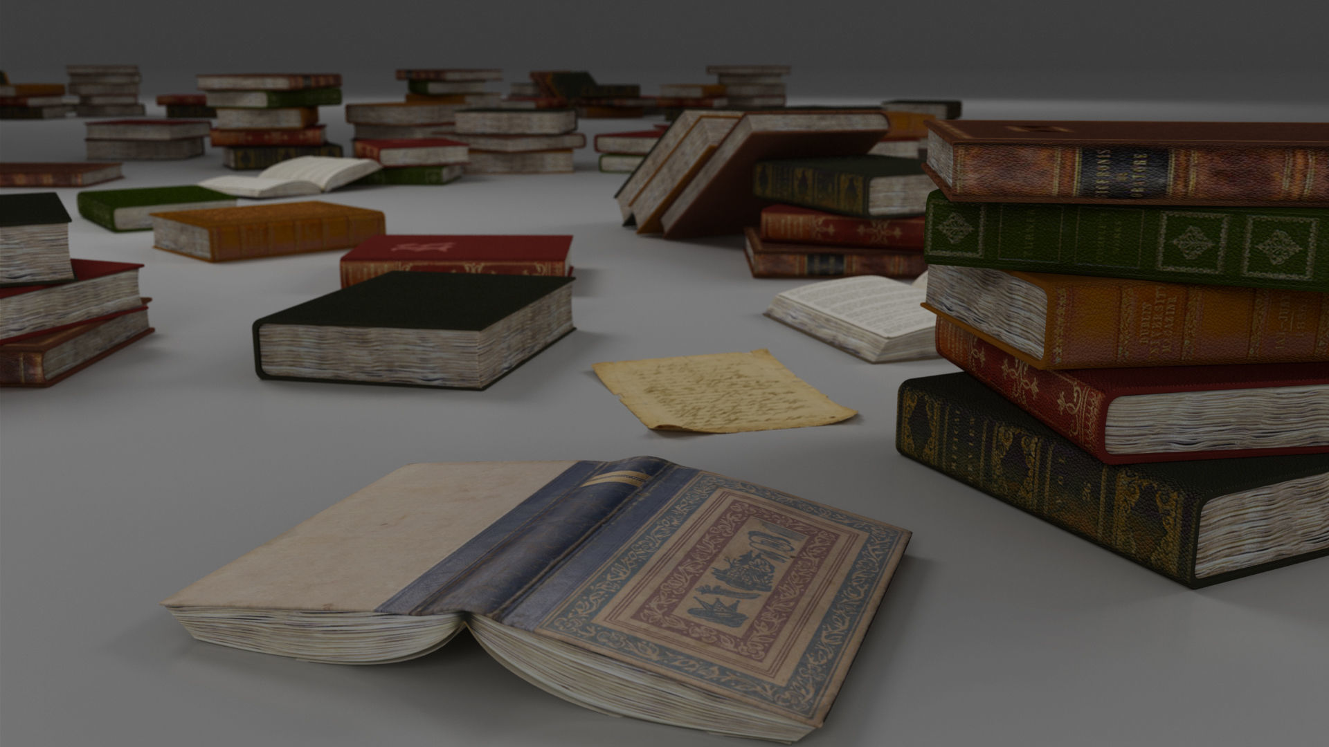 Study Table Lamp with Books and Pen Holder 3D model_47