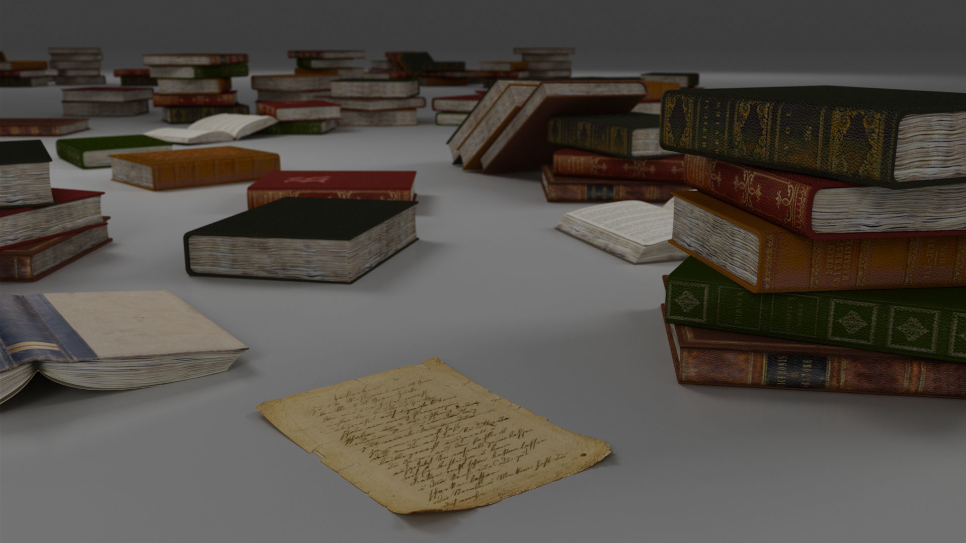 Study Table Lamp with Books and Pen Holder 3D model_63