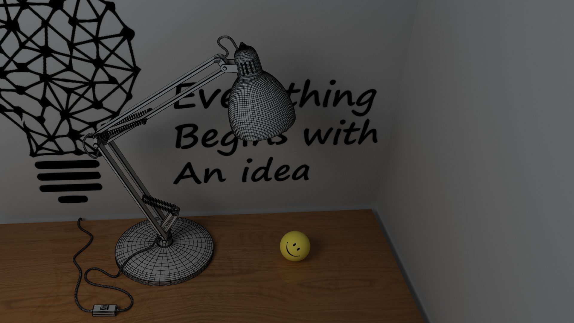Study Table Lamp with Books and Pen Holder 3D model_27