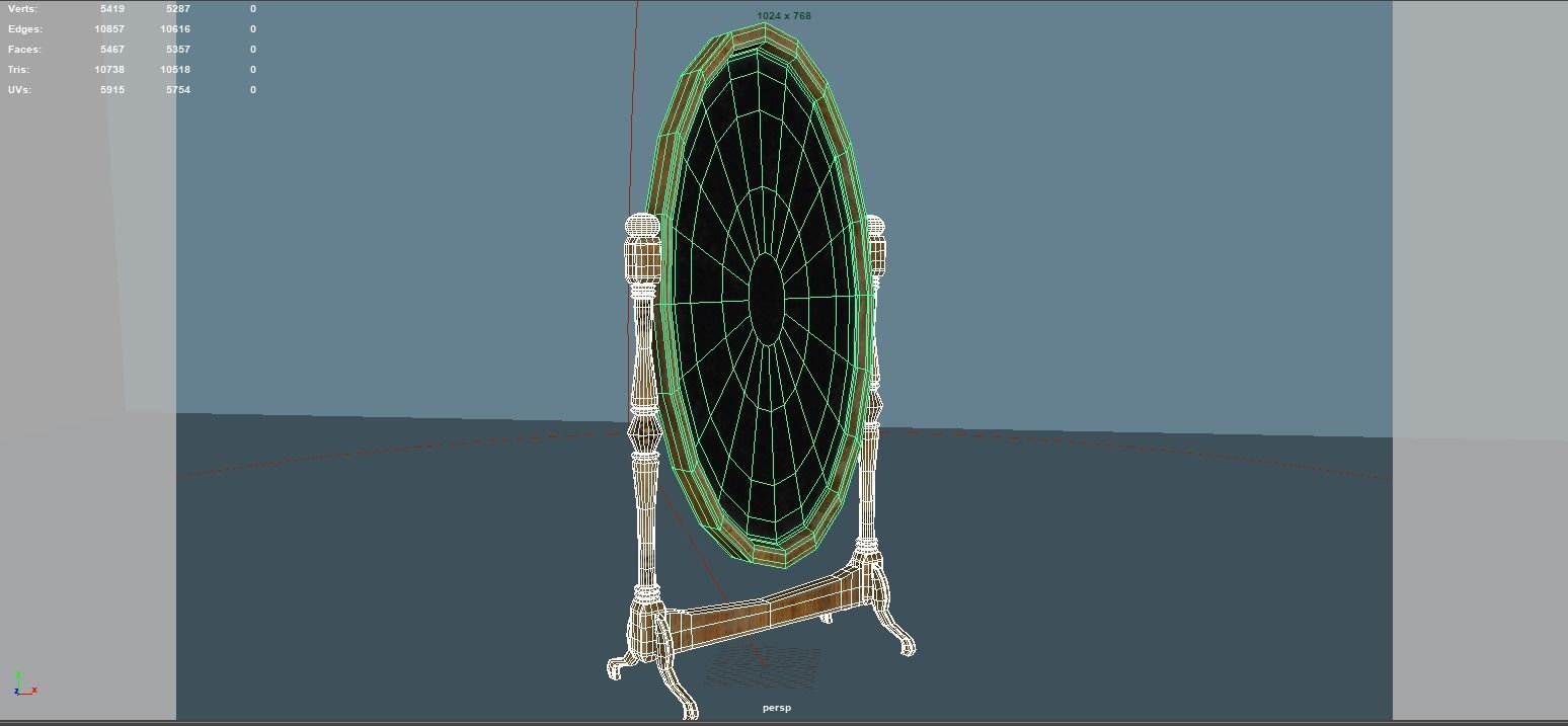 Medieval Cheval Mirror 3D model_14