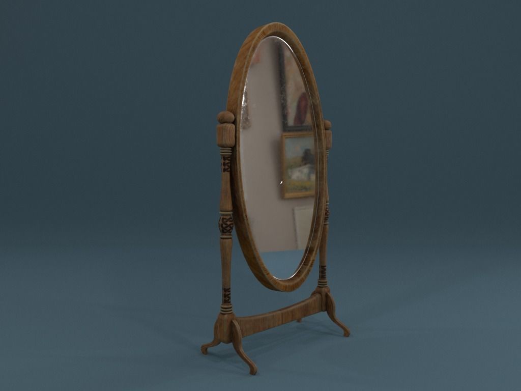 Medieval Cheval Mirror 3D model_1