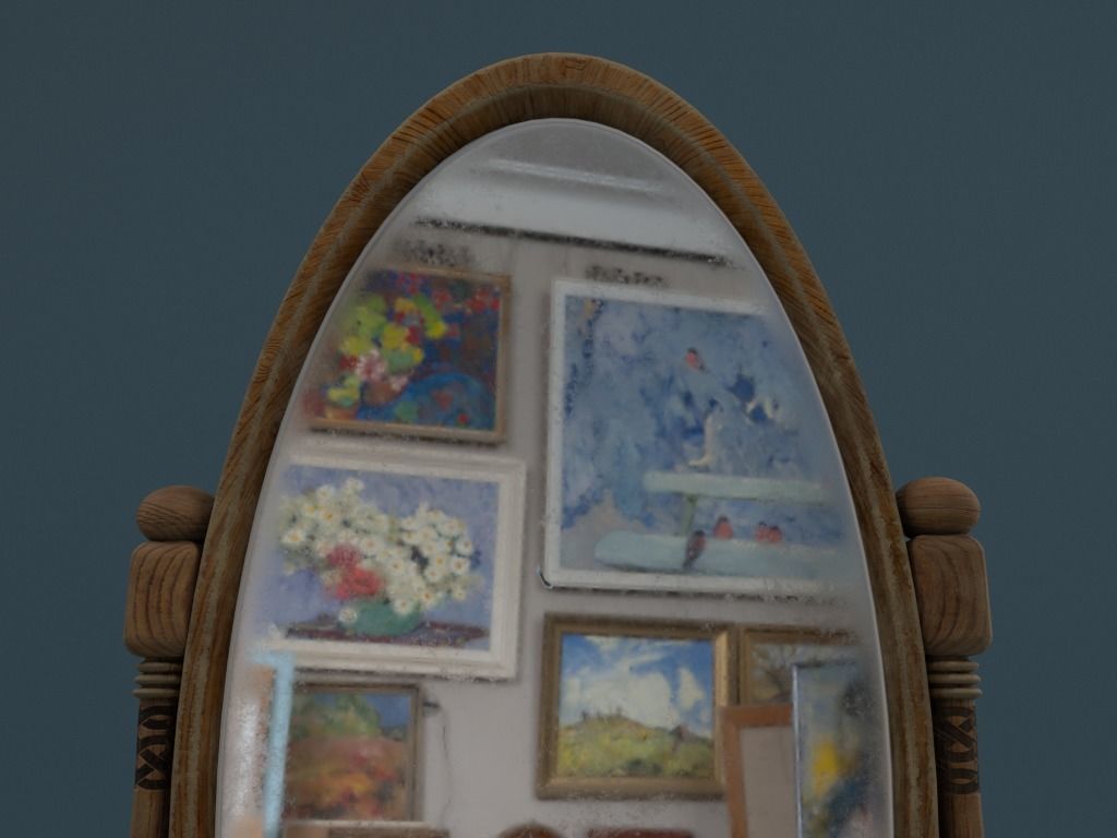 Medieval Cheval Mirror 3D model_2