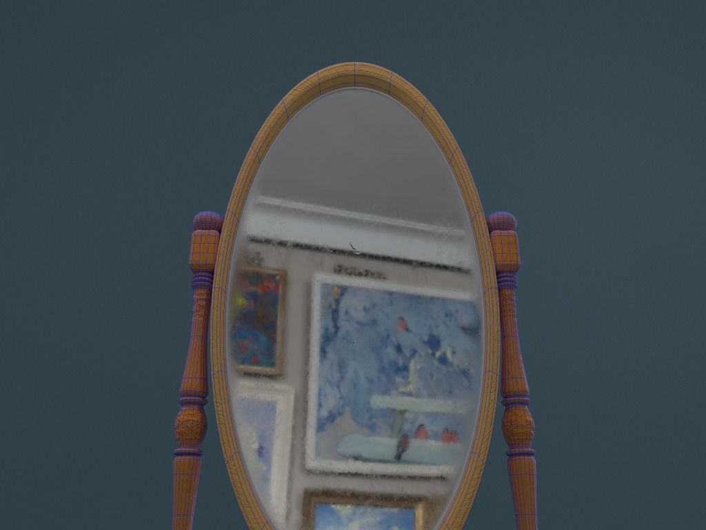 Medieval Cheval Mirror 3D model_7