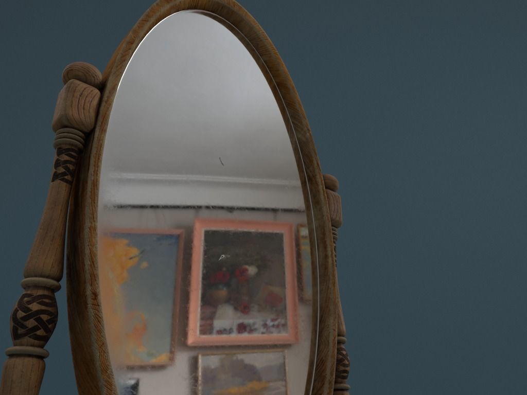 Medieval Cheval Mirror 3D model_4