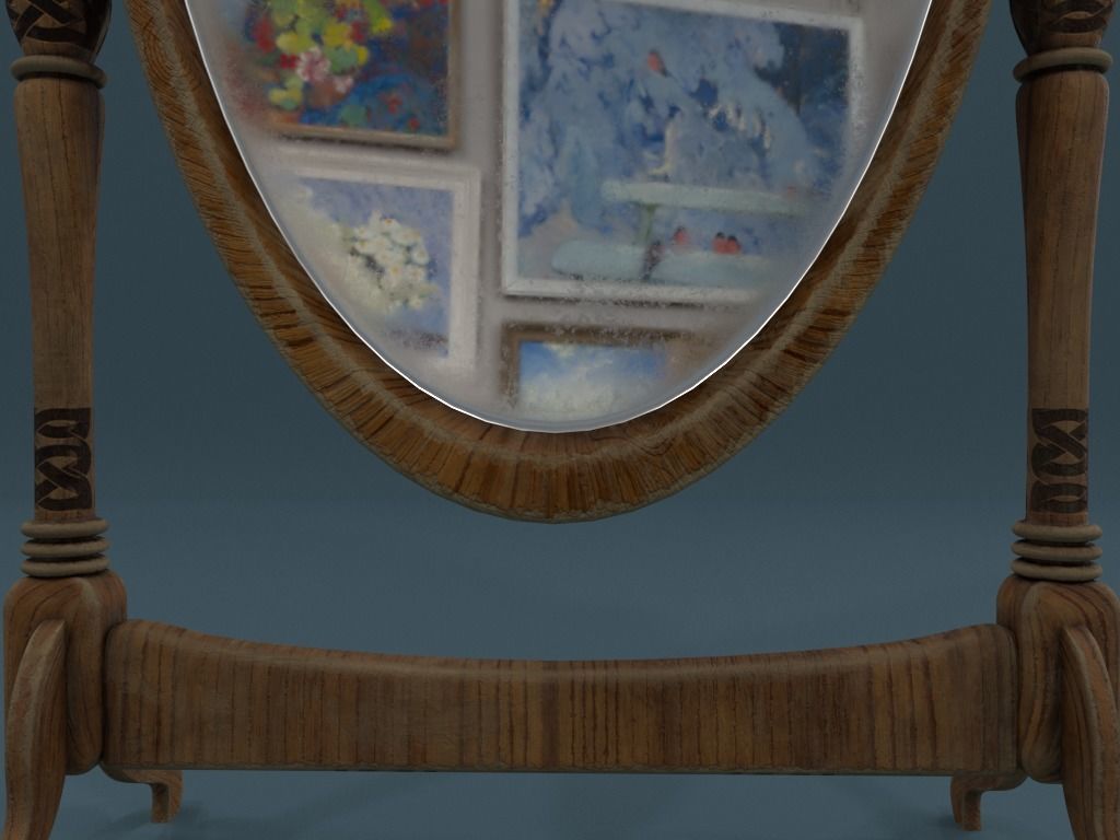 Medieval Cheval Mirror 3D model_9