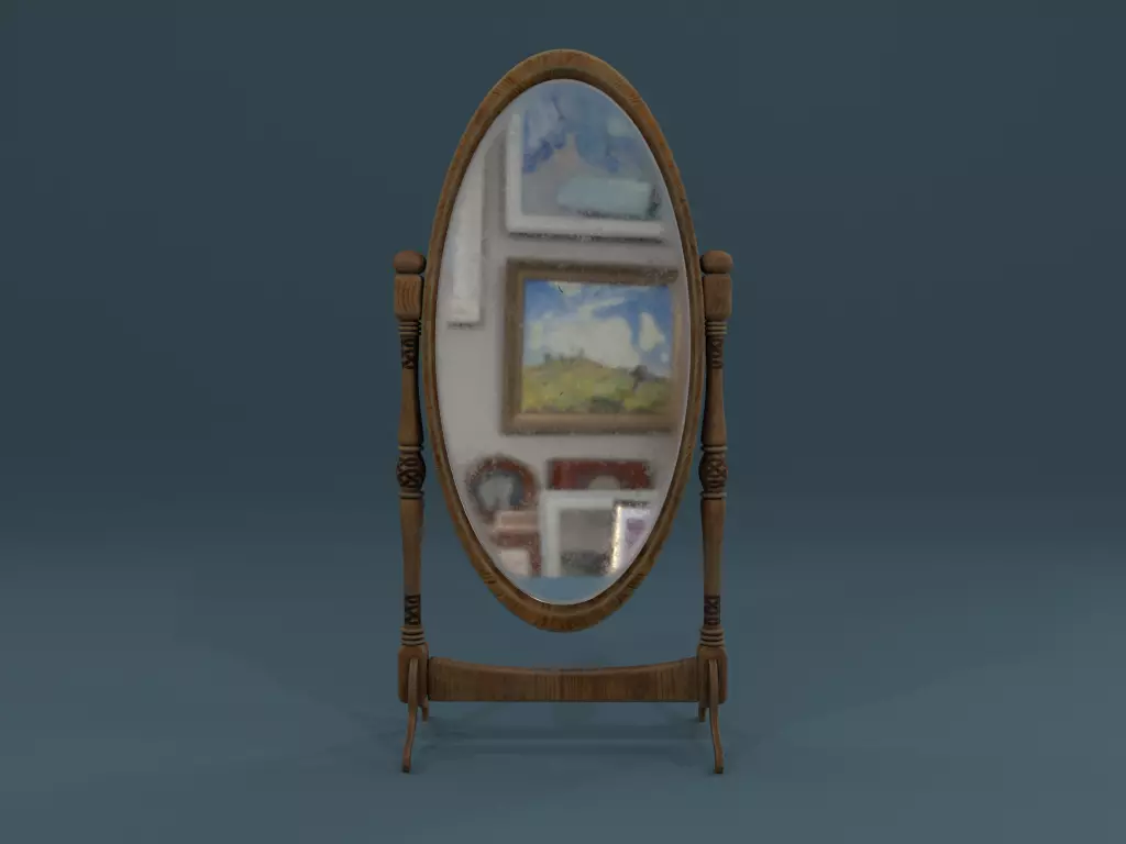 Medieval Cheval Mirror 3D model_0
