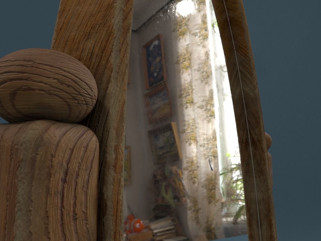 Medieval Cheval Mirror 3D model_3