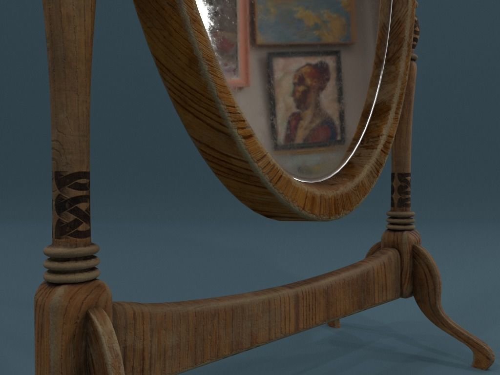 Medieval Cheval Mirror 3D model_10