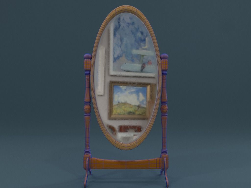 Medieval Cheval Mirror 3D model_6
