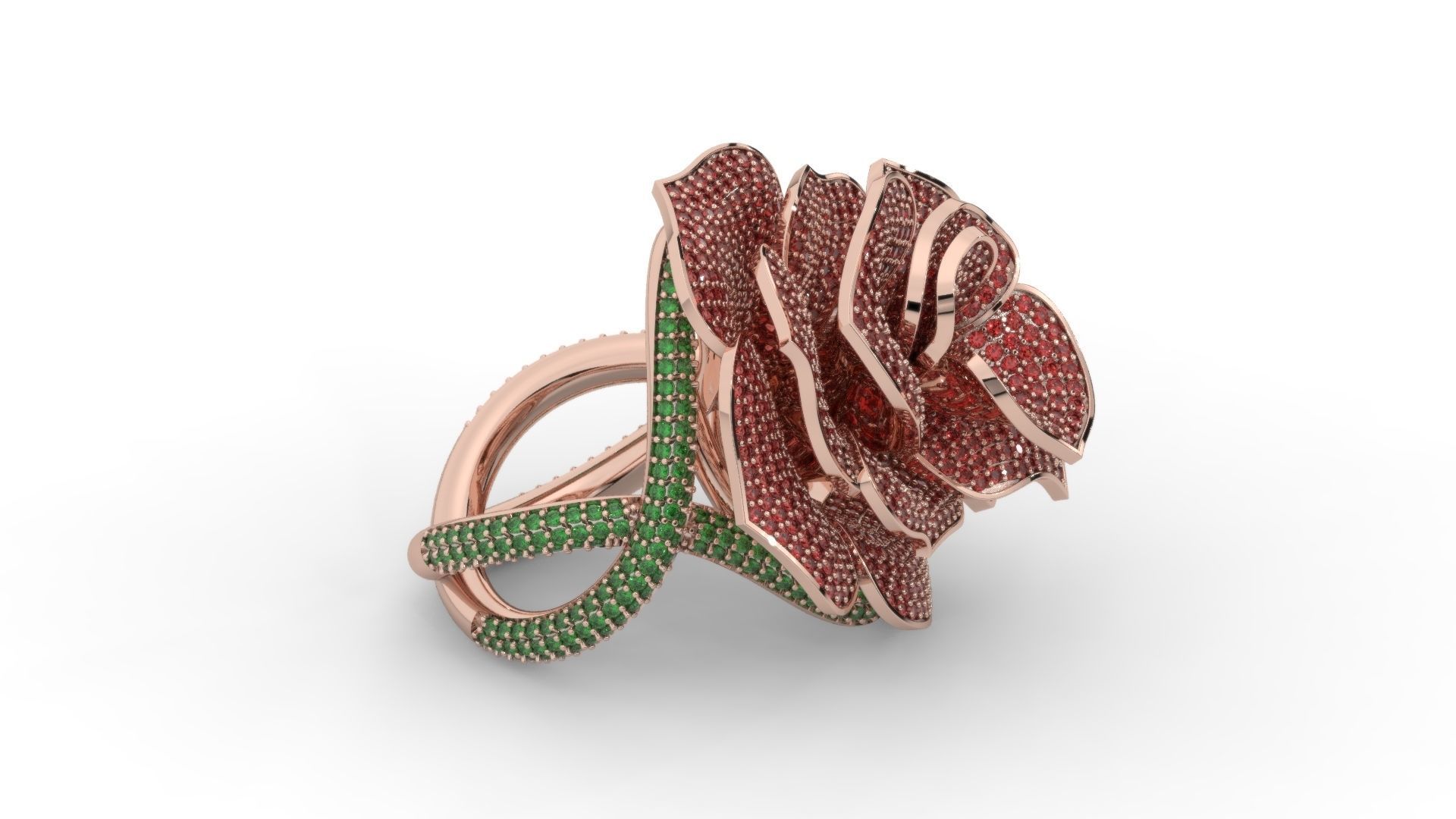 Diamond ring rose 3D print model_2