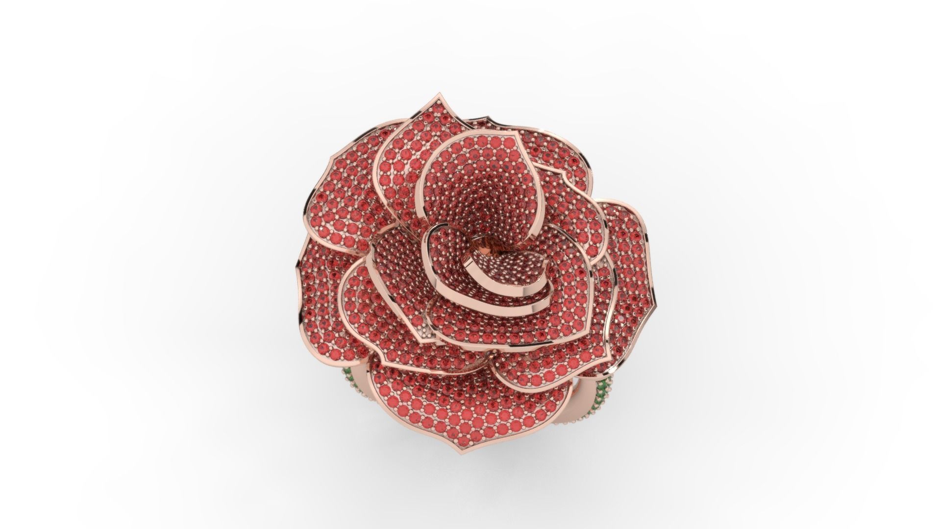 Diamond ring rose 3D print model_10