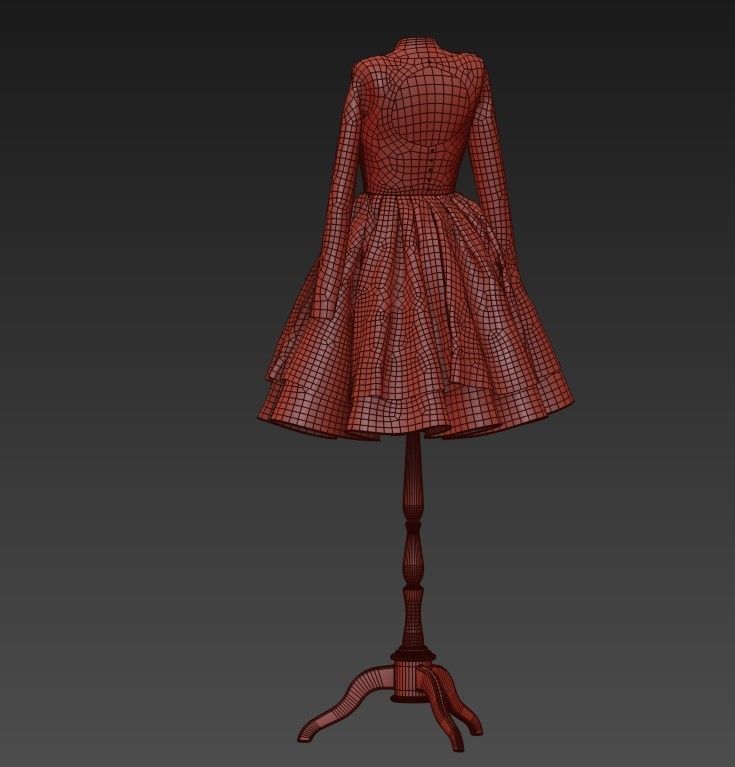 Short wedding dress 3D model_7