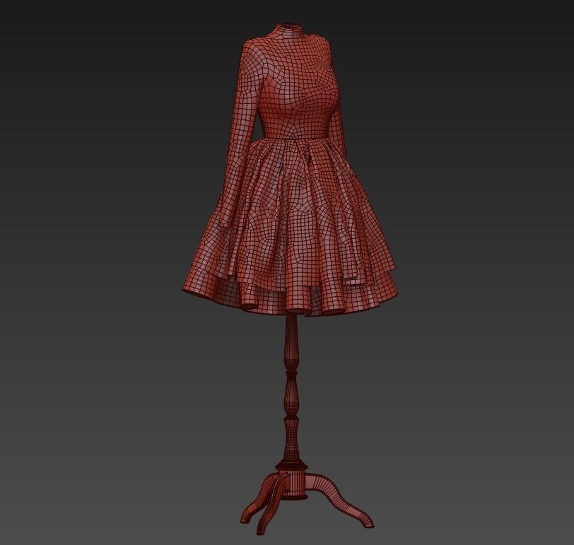 Short wedding dress 3D model_8