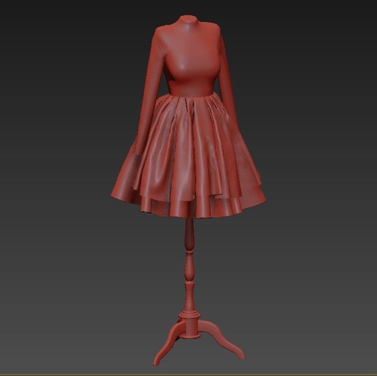 Short wedding dress 3D model_6