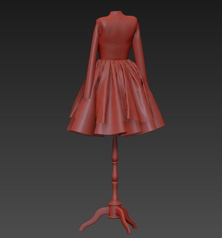 Short wedding dress 3D model_5