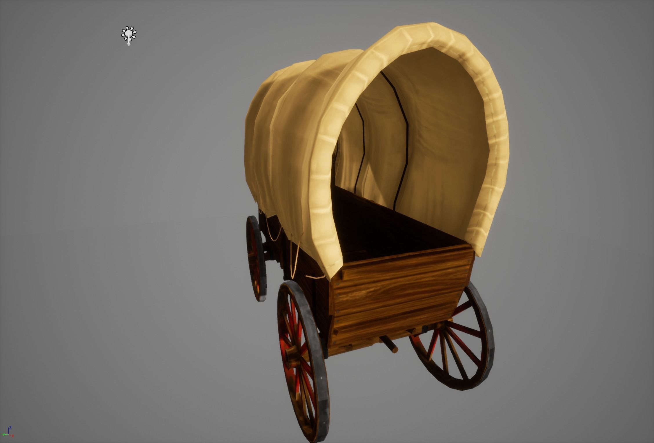 old wooden cart Low-poly 3D model_4