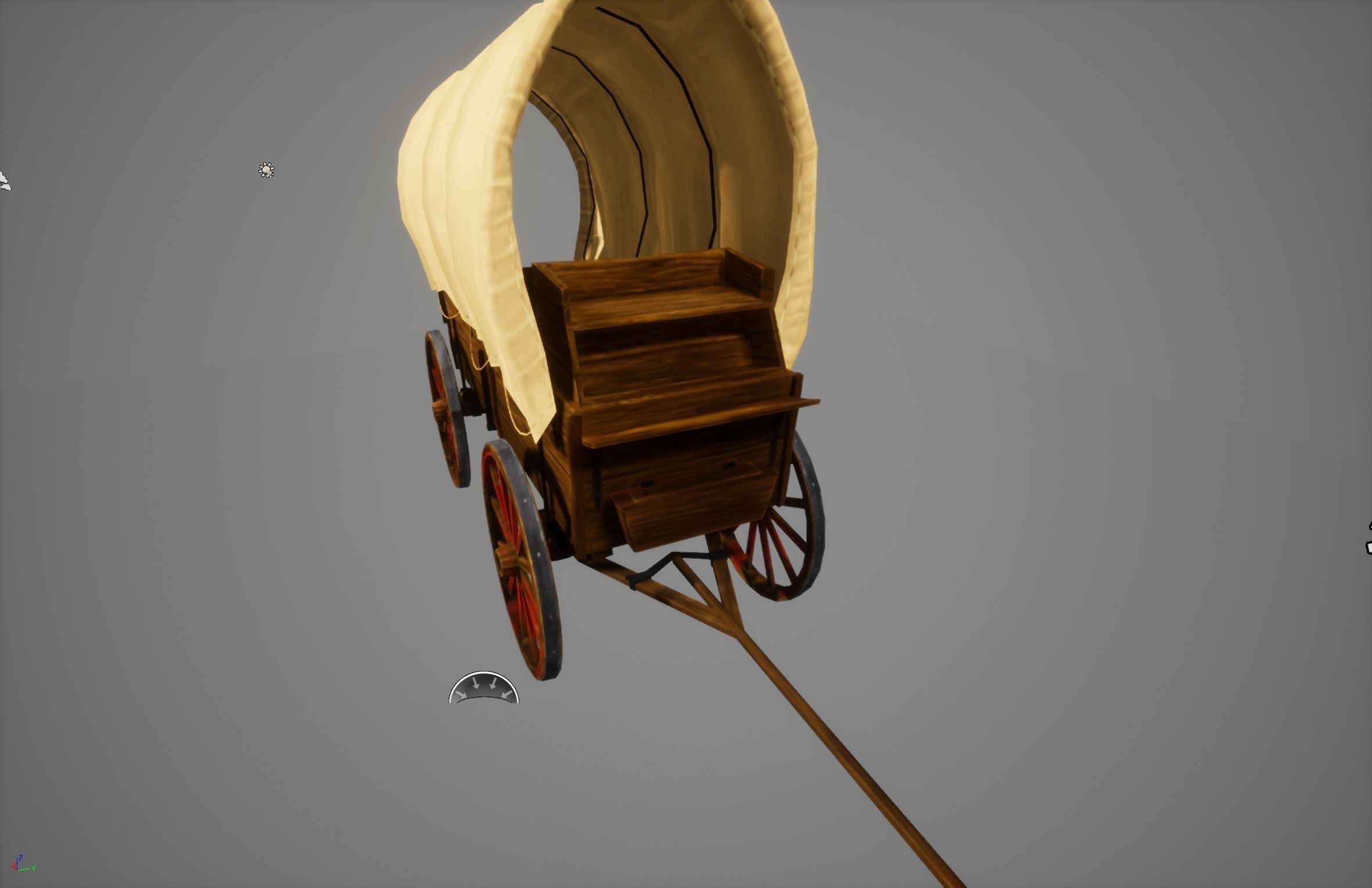old wooden cart Low-poly 3D model_2
