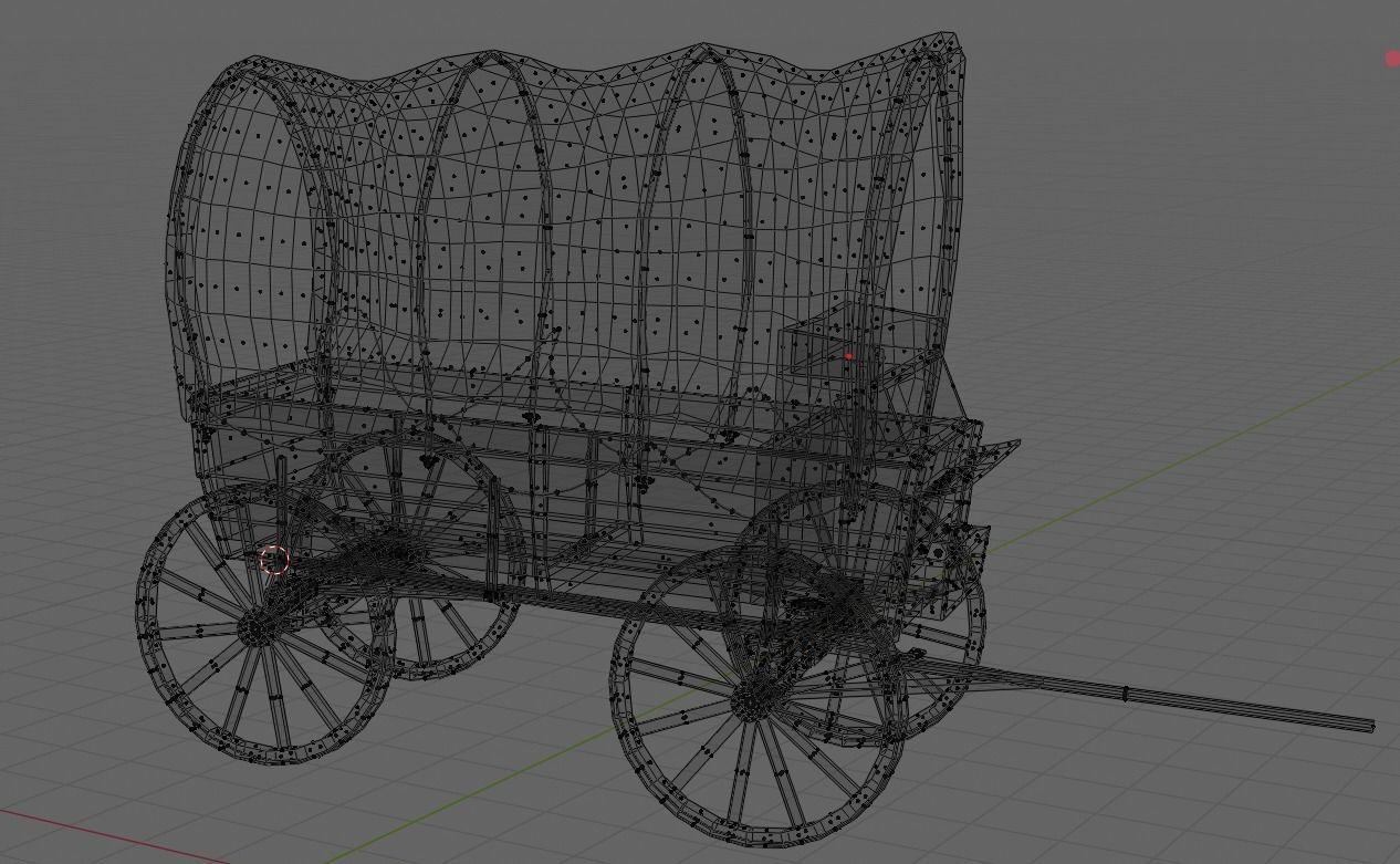 old wooden cart Low-poly 3D model_10