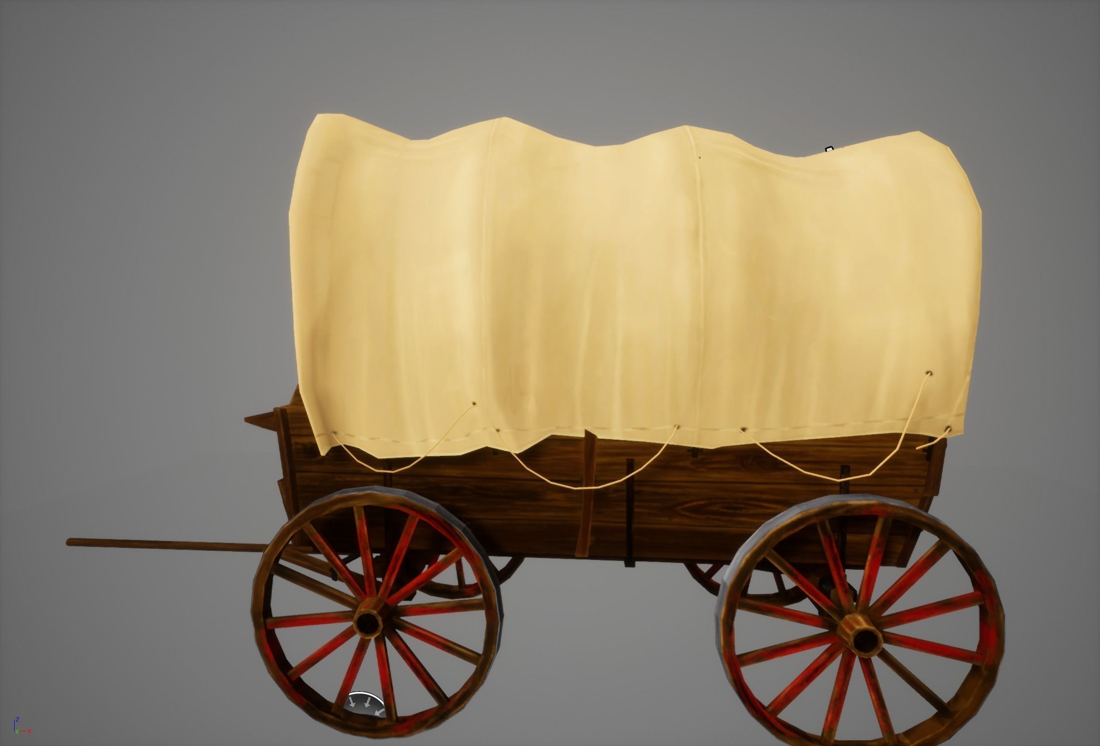 old wooden cart Low-poly 3D model_6