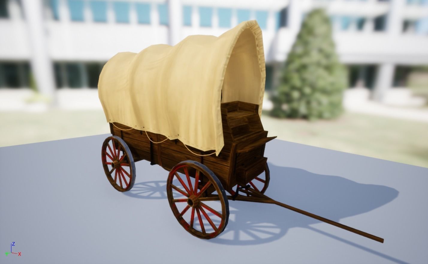 old wooden cart Low-poly 3D model_11