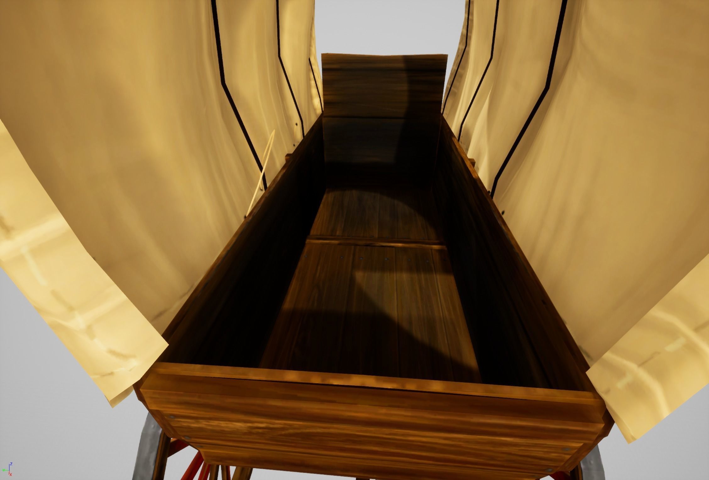 old wooden cart Low-poly 3D model_5