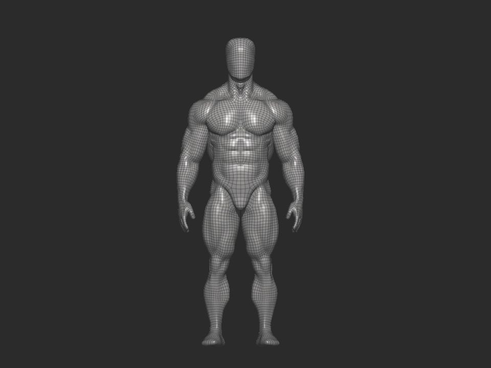 bodybuilder anatomy hipoly  3D model_7