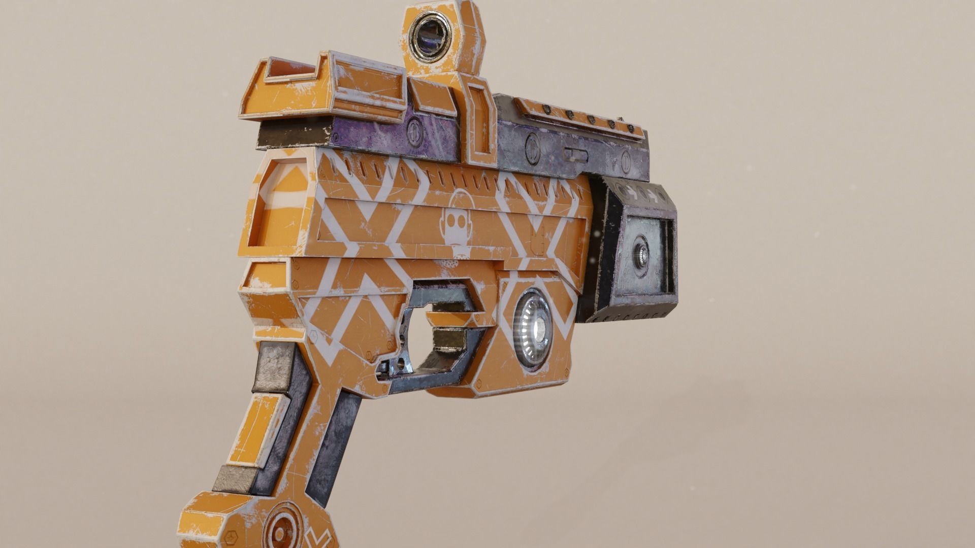 Sci fi Handgun Low-poly 3D model_10